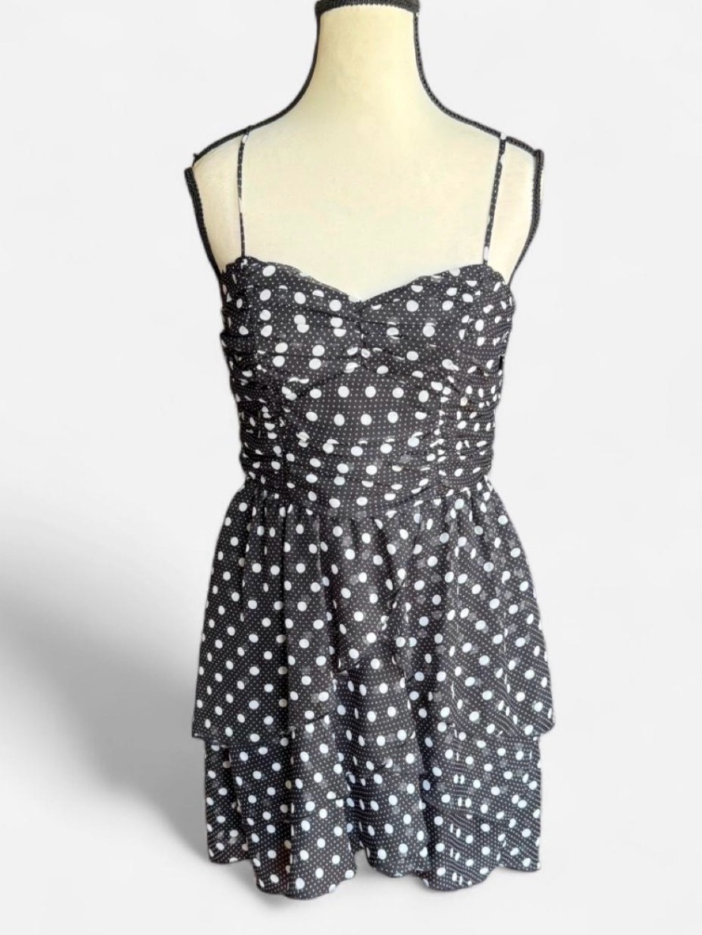 American Rag Black & White Polka Dot Fit & Flare‎ Dress - Medium